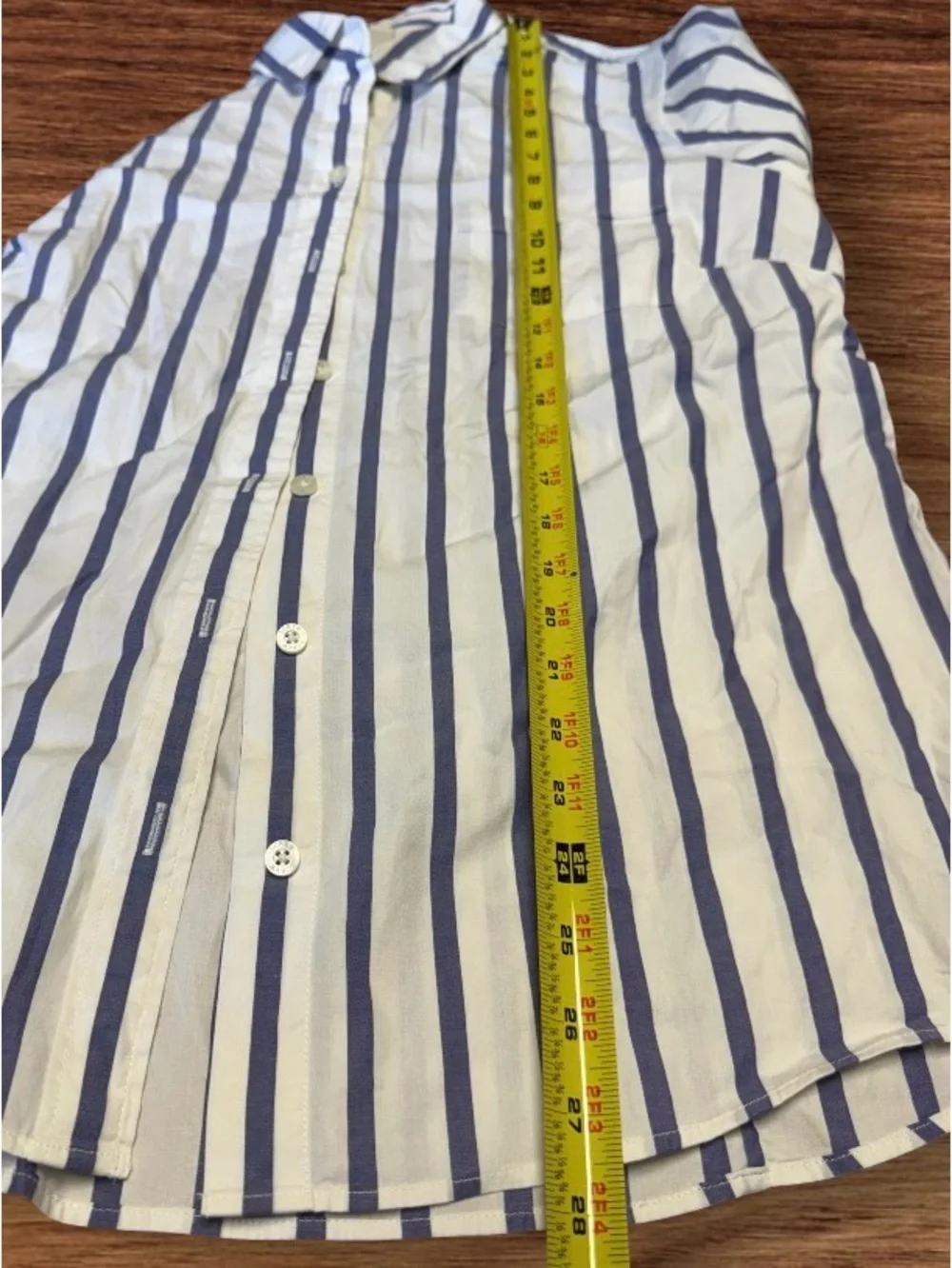 EUC J. Crew Blue and White Vertical Stripe Button-Up Shirt